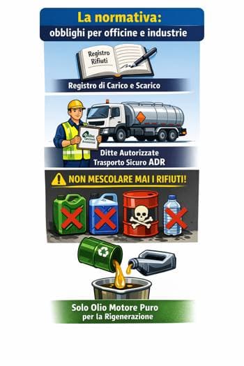 normativa smaltimento olio motore esausto infografica