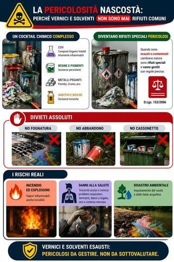 vernice e solventi sono pericolosi vanno trasportati in discarica